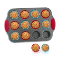 12-Cup Mini Muffin Pan with Silicone Muffin Cups