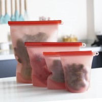 New 2020 Leakproof Fresh Vacuum Ziplock Reusable Silicone Food storage bag with Plastic Containers